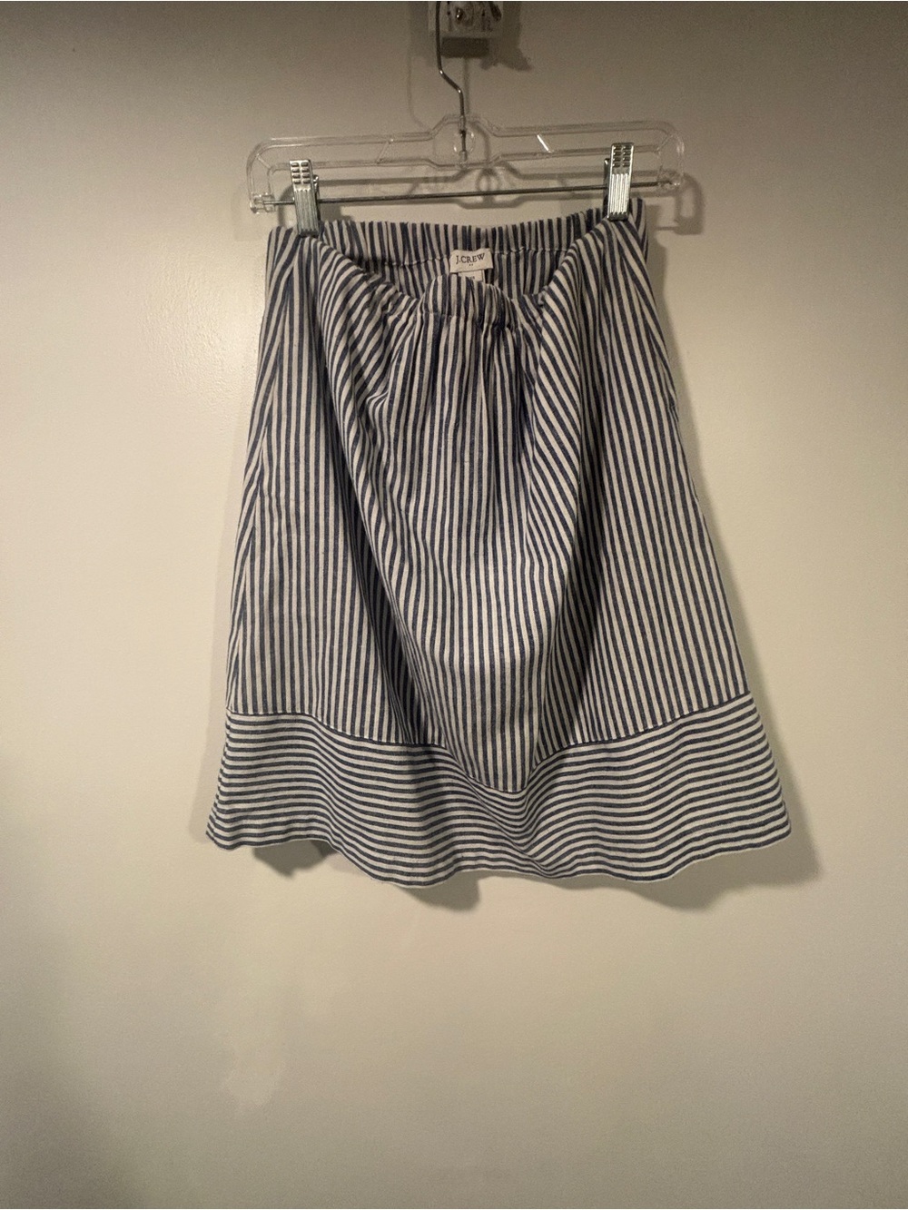 J. Crew Navy and White Striped Cotton Skirt